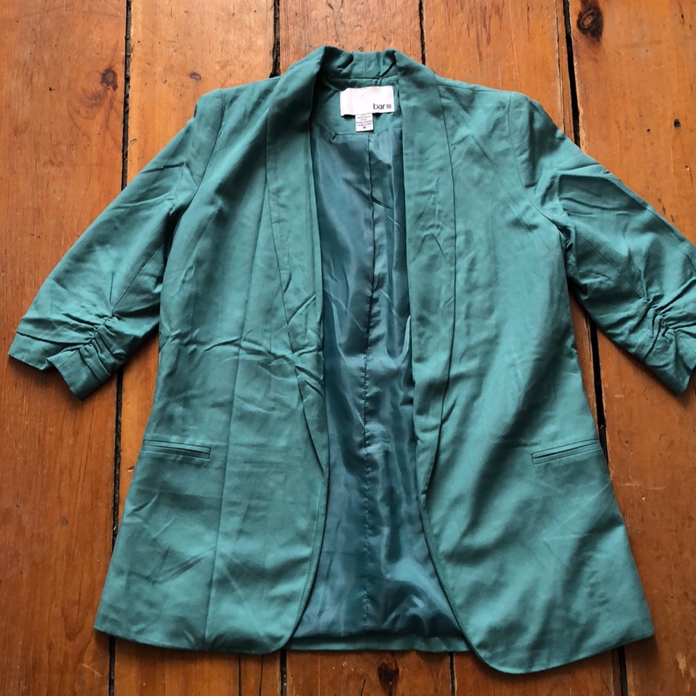 Teal open front jacket